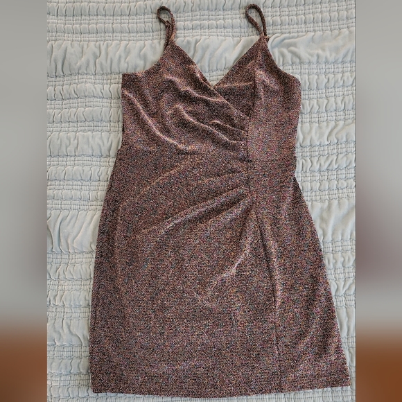 Express Multi Colored Metallic Spaghetti Strap Dress Size Medium NWOT - Picture 1 of 7
